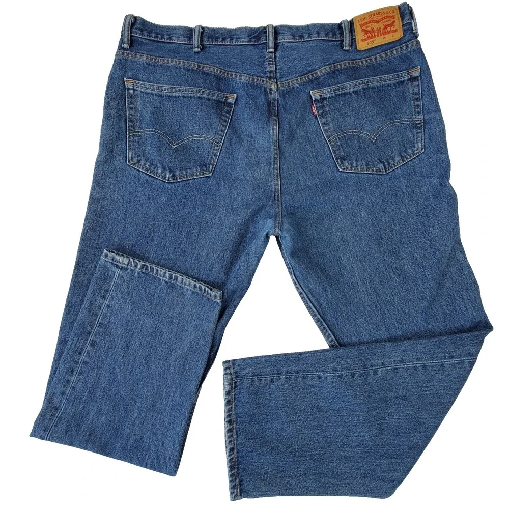 Levi's 505 Regular Fit Jeans Mens 44x34‎ Blue Straight Leg Denim Classic